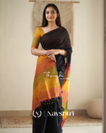 Megh Agni - Deep Black Saree with Radiant Saffron Border-Pallu & Blouse Piece