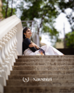 Shweta Gaj - Classic White Linen Saree with Elephant Motif Border & Blouse Piece - Image 2