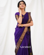 Navy Blue Color Premium Cotton Silk Saree With Classy Blouse - Image 3