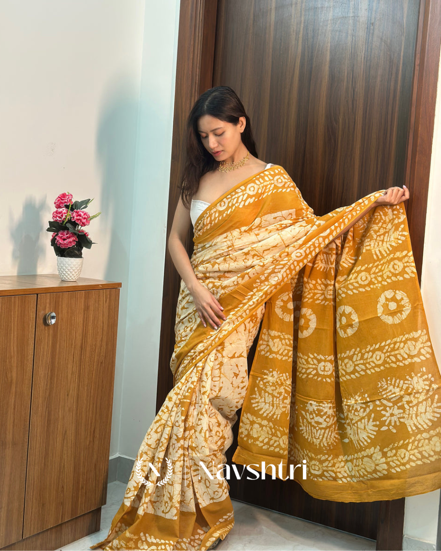 Image00002 Yellow Color 1 Minute Ready To Wear Mulmul Cotton Digital Printed Saree With Pocket - Image 1