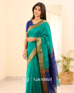 Pine Green Color Premium Cotton Silk Saree With Classy Blouse - Image 2