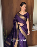 Purple Color Premium Cotton Silk Saree With Classy Blouse - Image 3