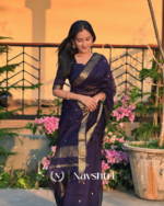 Navy Blue Color Premium Cotton Silk Saree With Classy Blouse
