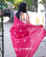 Pink Color 1 Minute Ready To Wear Mulmul Cotton Digital Printed Saree With Pocket - Image 3