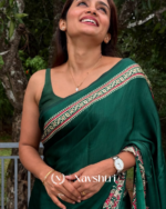 Green Color 1 Minute Ready to Wear Digitial Printed Crape Silk Saree - Image 3