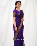 Navy Blue Color Premium Cotton Silk Saree With Classy Blouse - Image 4