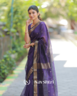 Navy Blue Color Premium Cotton Silk Saree With Classy Blouse - Image 3