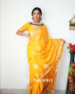 Yellow Color Premium Cotton Silk Saree With Classy Blouse - Image 3