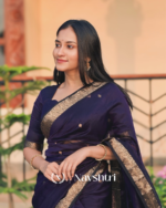 Navy Blue Color Premium Cotton Silk Saree With Classy Blouse - Image 3