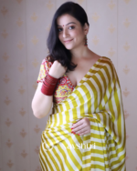 Mustard Yellow Color 1 Minute Ready to Wear Digitial Printed Crape Silk Saree - Image 4