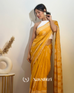 Yellow Color 1 Minute Ready To Wear Mulmul Cotton Digital Printed Saree With Pocket