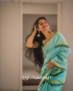 Hari Preet - Elegant Bottle Green Saree with Yellow Lining & Border Detailing with Blouse Piece - Image 4