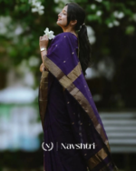 Navy Blue Color Premium Cotton Silk Saree With Classy Blouse - Image 4