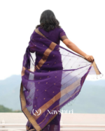 Purple Color Premium Cotton Silk Saree With Classy Blouse - Image 5