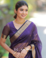 Navy Blue Color Premium Cotton Silk Saree With Classy Blouse - Image 4