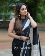 Black Color 1 Minute Ready to Wear Digitial Printed Crape Silk Saree - Image 5