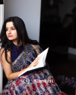 Neel Aruna - Navy Blue & Rust Linen Saree with All Over Design & Blouse Piece - Image 5