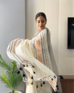 Dhoop Chhaya - Elegant White Saree with Dual-Tone Border & Blouse Piece - Image 5