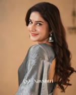 Black & Silver Tissue Cotton Saree with Blouse Piece - Image 5