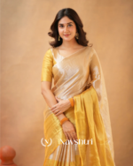 Elegant Golden Tissue Cotton Saree with Matching Blouse Piece - Image 5
