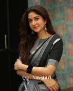 Black & Grey Striped MulMul Cotton Saree with Blouse Piece - Image 5