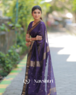 Navy Blue Color Premium Cotton Silk Saree With Classy Blouse - Image 5