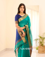 Pine Green Color Premium Cotton Silk Saree With Classy Blouse - Image 5