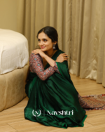 Green Color 1 Minute Ready to Wear Digitial Printed Crape Silk Saree - Image 6