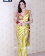 Mustard Yellow Color 1 Minute Ready to Wear Digitial Printed Crape Silk Saree - Image 5