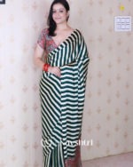 Green Color 1 Minute Ready to Wear Digitial Printed Crape Silk Saree - Image 6