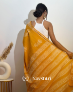 Yellow Color 1 Minute Ready To Wear Mulmul Cotton Digital Printed Saree With Pocket - Image 5