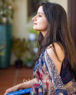 Neel Aruna - Navy Blue & Rust Linen Saree with All Over Design & Blouse Piece - Image 6