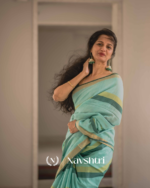 Hari Preet - Elegant Bottle Green Saree with Yellow Lining & Border Detailing with Blouse Piece - Image 6