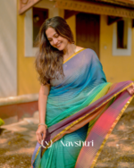 Prism Trail - Multicolor Striped Rainbow Saree with Blouse Piece