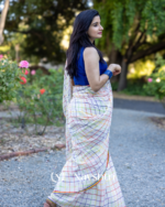 Shashi Lehar - Moonlight Checks White Linen Saree with Square Patterns & Border with Blouse Piece - Image 7
