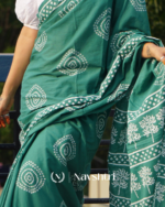 Bottle Green Color 1 Minute Ready To Wear Mulmul Cotton Digital Printed Saree With Pocket - Image 6