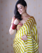 Mustard Yellow Color 1 Minute Ready to Wear Digitial Printed Crape Silk Saree - Image 6