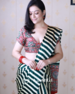 Green Color 1 Minute Ready to Wear Digitial Printed Crape Silk Saree - Image 7