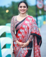 Black And Red Color 1 Minute Ready to Wear Digitial Printed Crape Silk Saree - Image 6