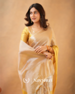 Elegant Golden Tissue Cotton Saree with Matching Blouse Piece - Image 7