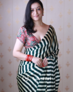 Green Color 1 Minute Ready to Wear Digitial Printed Crape Silk Saree - Image 8