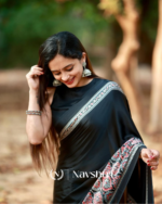 Black Color 1 Minute Ready to Wear Digitial Printed Crape Silk Saree - Image 7