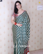 Green Color 1 Minute Ready to Wear Digitial Printed Crape Silk Saree - Image 9
