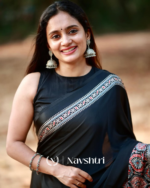 Black Color 1 Minute Ready to Wear Digitial Printed Crape Silk Saree - Image 8