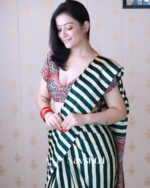 Green Color 1 Minute Ready to Wear Digitial Printed Crape Silk Saree - Image 10