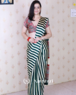 Green Color 1 Minute Ready to Wear Digitial Printed Crape Silk Saree - Image 11