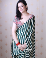 Green Color 1 Minute Ready to Wear Digitial Printed Crape Silk Saree - Image 12