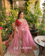 Ineffable Pink Fendy Silk Sequence Embroidery Work Saree With Stitched Blouse - Image 7