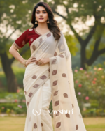 Lagniappe Off White Fancy Silk Embroidery Work Saree With Stitched Blouse