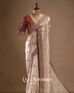 Beige color soft jimichu fabric Embroidery Sequence and Coding Lace work with beautiful golden jari�butta design
